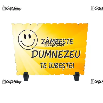 Zambeste dumnezeu te iubeste, placheta cu mesaj, model a